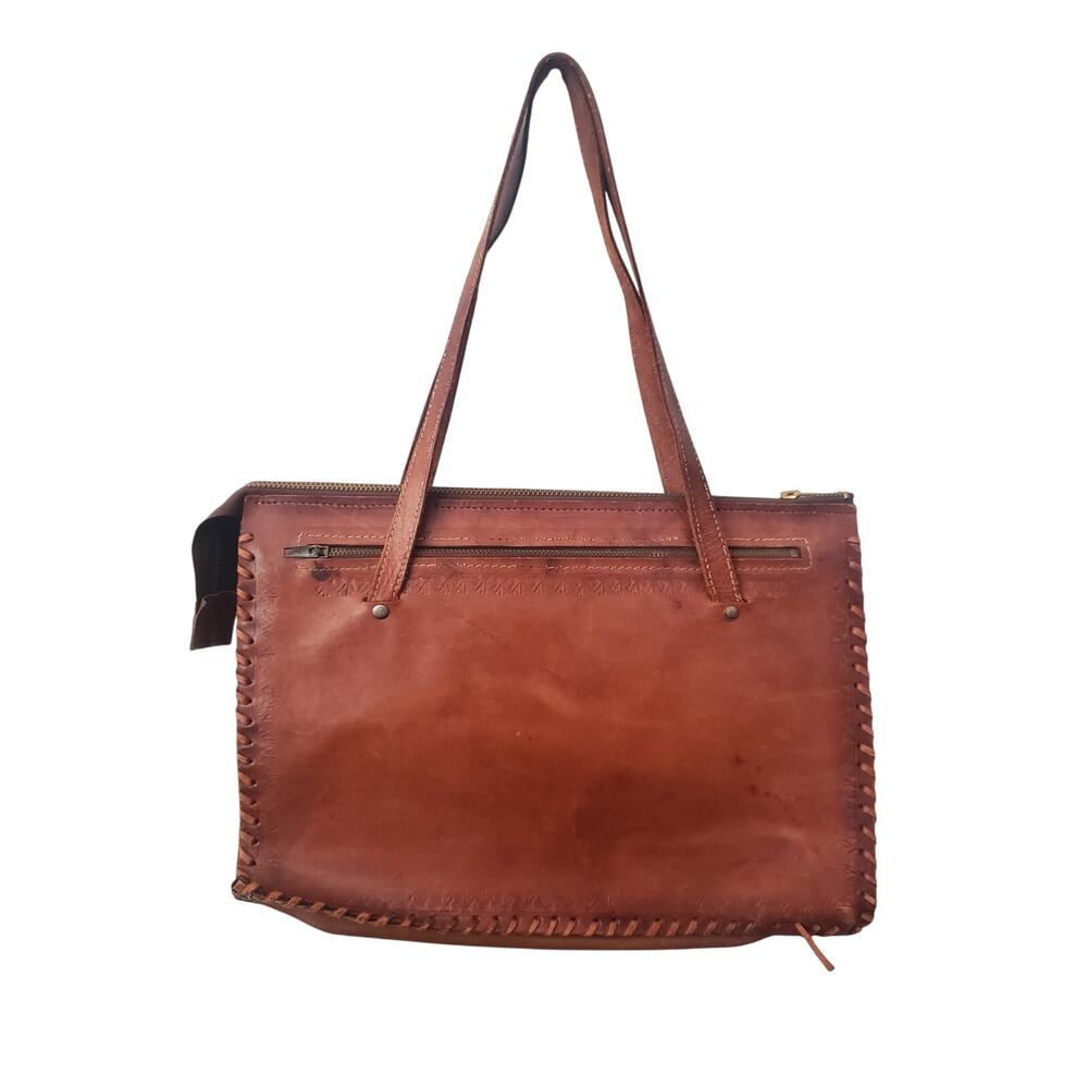 Vintage Boho Western Embossed Tooled Leather Hand Bag Purse - Picture 4 of 11